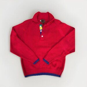 Vintage Boston Traders 100% Cotton Sweater Large Pullover Red And Multi-Color